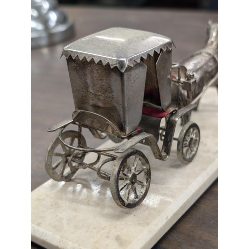 429 - White metal continental silver? Horse and carriage on 8 x 3