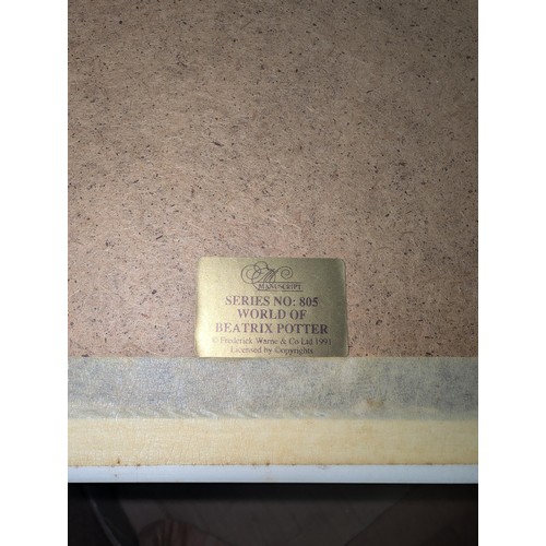 85 - Collection of framed and mounted Beatrix Potter pictures including 2 x large and 1 x small landscape... 