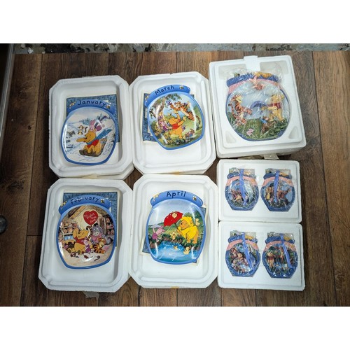 37 - Collection of limited edition Winnie the Pooh wall plates (January to April), 3D wall plate and 2 tw... 