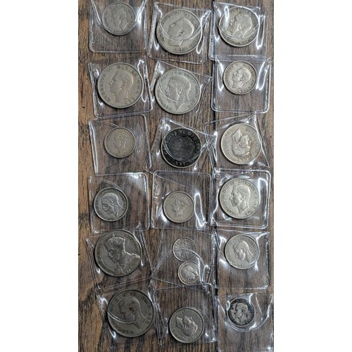 309 - Bundle of George V and VI, UK and Empire silver coinage - all in pockets