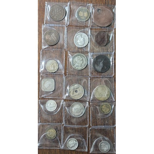 314 - Bundle of mixed, mostly International silver and copper coinage plus 2 old market tokens - all indiv... 