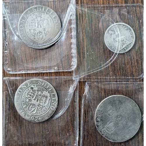 315 - 1 x Georgian and 3 x Victorian silver UK coins in coin pockets