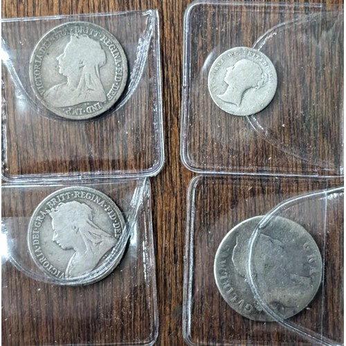 315 - 1 x Georgian and 3 x Victorian silver UK coins in coin pockets