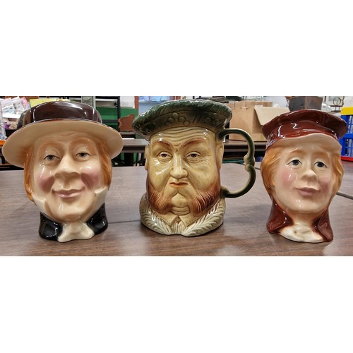 48 - Trio of Kingston Pottery Toby jugs being Oliver Twist, Pip and Henry VIII