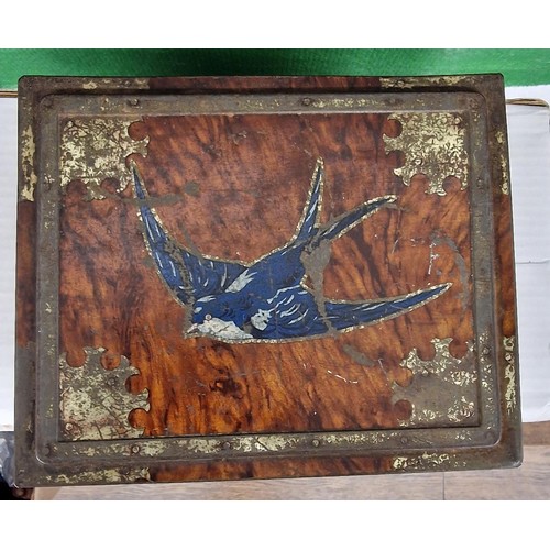 96 - Vintage blue bird tin approx 8.75 x 4.25 x 6.75