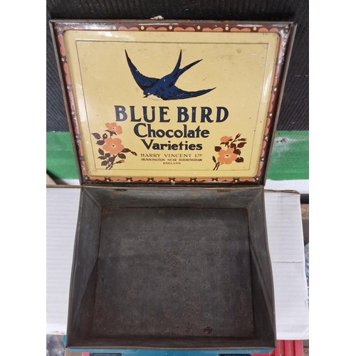 96 - Vintage blue bird tin approx 8.75 x 4.25 x 6.75