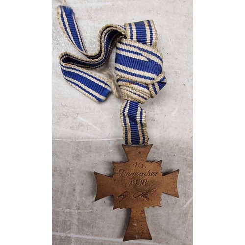 136 - A Third Reich WW2 Cross of Honour (blue cross ribbon)