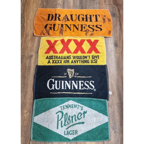 150 - 4 x advertising bar/beer towels being 2 x Guinness (worn), 1 x Tennent's Pilsner and 1 x Castlemaine... 