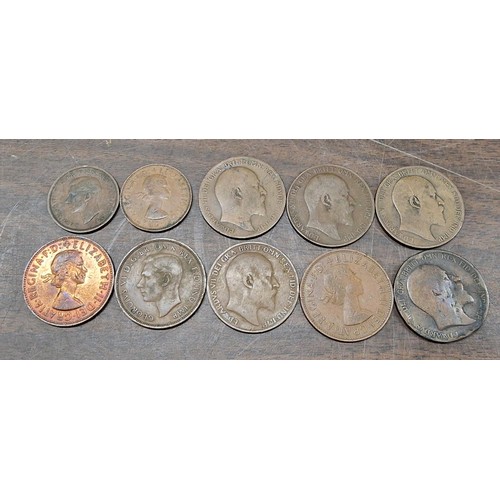 128 - 10 x vintage coins- one penny 1902,1905,1907,8,9,38,62; Half pennies 1932,68 (all proceeds go to the... 