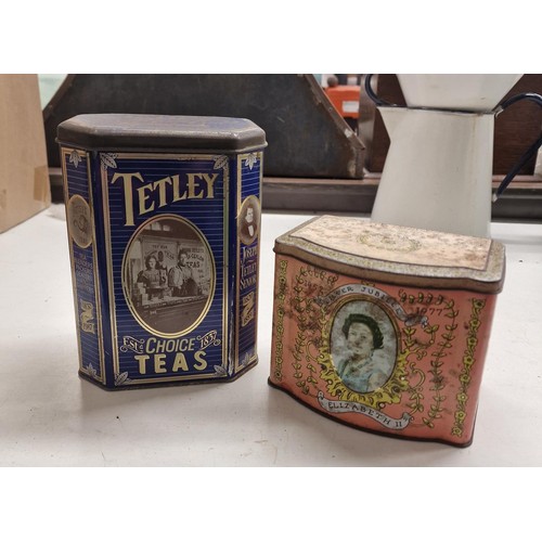 93 - 2 x Vintage tins being Tetley and 1952-1977 Jubilee Elizabeth II