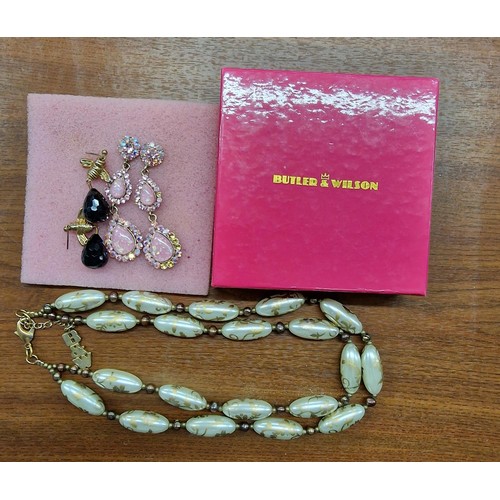 91 - Butler and Wilson necklace and 2 pairs of drop earrings