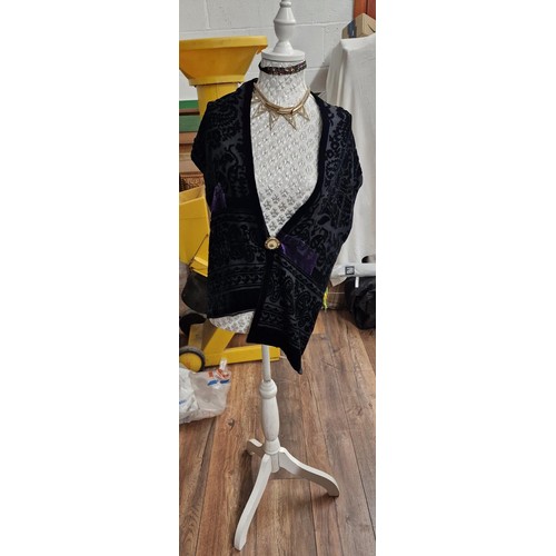 138 - Approximately 5ft tall pedestal mannequin with scarf and jewellery