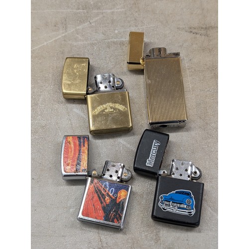 271 - 3 x Petrol lighters the Scream, Golden Virginia, Mercury and other vintage Colibri cigar lighter