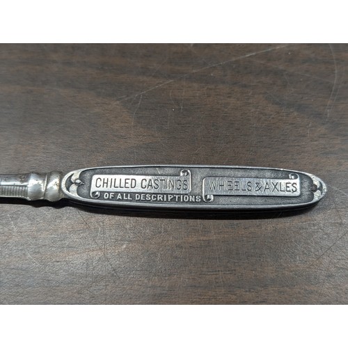258 - British Griffin chilled iron and steel co letter opener with 6