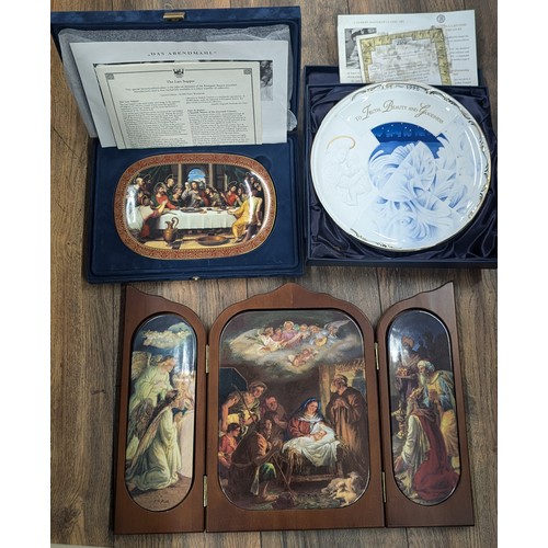 266 - Limited edition Bradford Exchange religious collectors plates being The last supper, 1895-1995 jubil... 