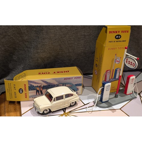224 - 2 x boxed and mint Dinky (Atlas) items being 49D French Esso Island & 520 Fiat 600D