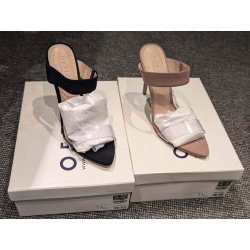 235 - 2 x new/unworn pairs of ladies fashion heeled nubuck shoes by Office both size 6