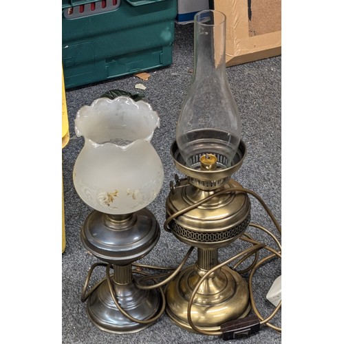 186 - 2 x old oil lamps converted to electric