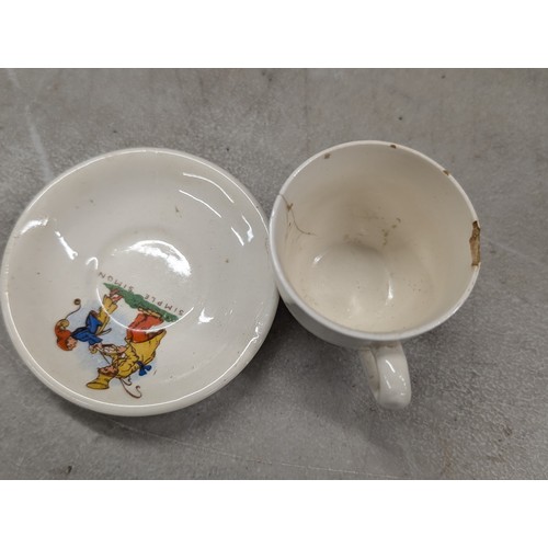 234 - Vintage nursery rhyme tea set complete except Simple Simon side plate - some with chips/cracks