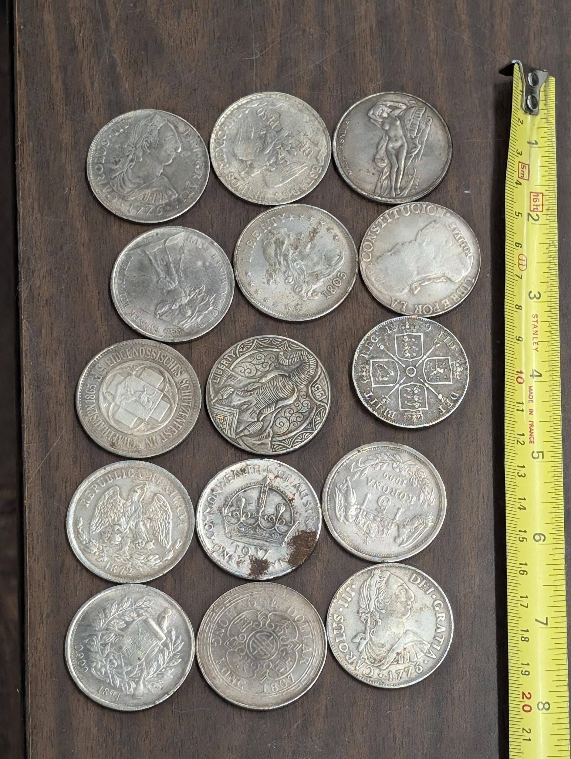 Collection of Fifteen Mixed World Silver Coins, Thirteen Base Metal ...