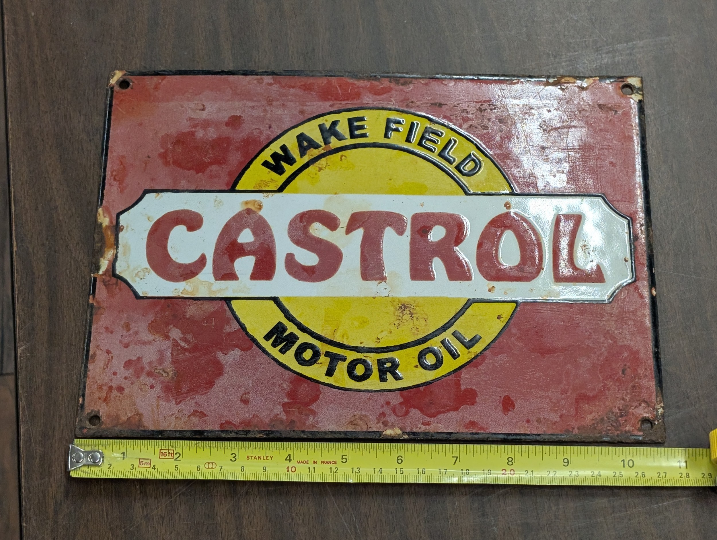 10.75 x 7.75" Vintage Wakefield Castrol Motor Oil Porcelain Enamel ...