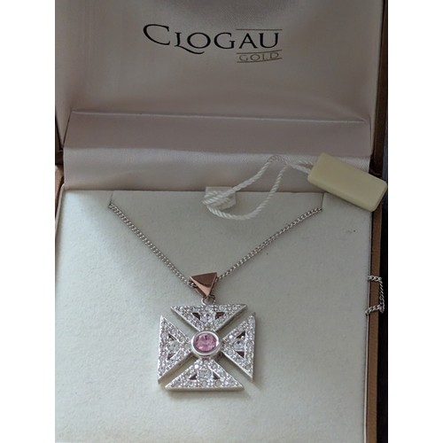 213 - Clogau Jewelled Maltese Cross Pendant Necklace
