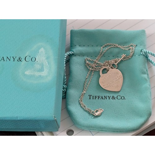 204 - Tiffany & Co. Return to Tiffany 925 Sterling Silver Heart Tag Key Necklace