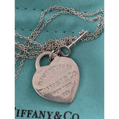 204 - Tiffany & Co. Return to Tiffany 925 Sterling Silver Heart Tag Key Necklace