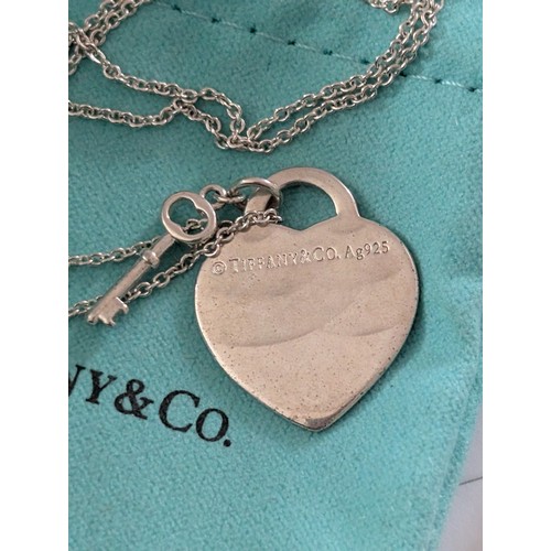 204 - Tiffany & Co. Return to Tiffany 925 Sterling Silver Heart Tag Key Necklace