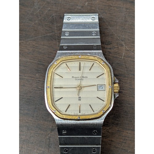 200 - Mappin & Webb Gents Octagonal Two-Tone Quartz Calendar Wristwatch in Original Box, Currently Non-Wor... 