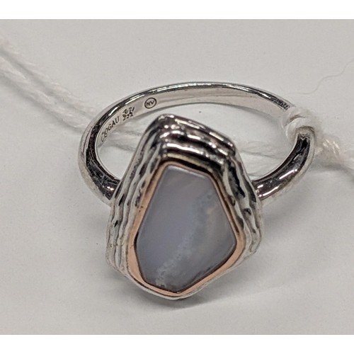 229 - Clogau Capstones Sterling Silver & Rose Gold Blue Agate Ring Size L