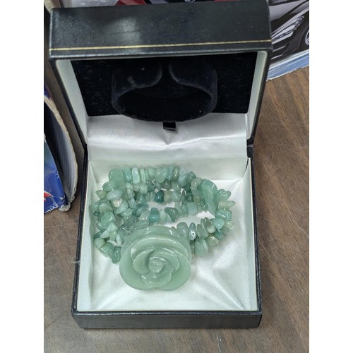 195 - Vintage Jade/Jadeite Green Carved Rose Stretch Bracelet