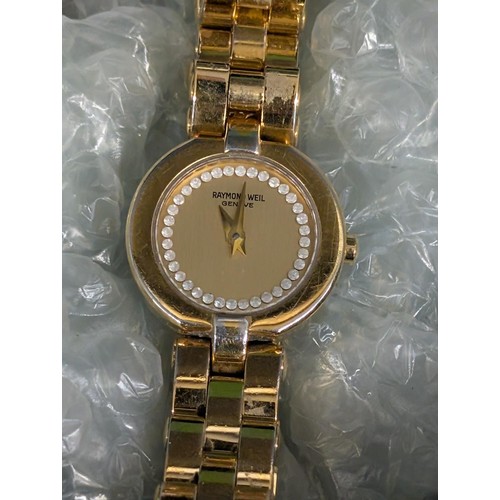 199 - Raymond Weil Allegro 5817 Ladies' 18 Carat Gold Plated & Crystal Wristwatch - Currently not working