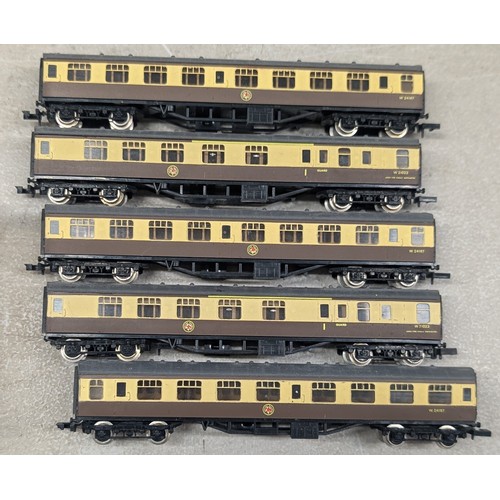 21 - A Collection of Grafar N Gauge British Railways Passenger Coaches and Freight Wagons