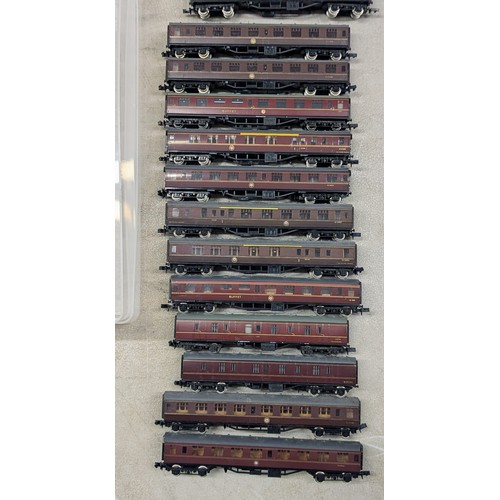 21 - A Collection of Grafar N Gauge British Railways Passenger Coaches and Freight Wagons