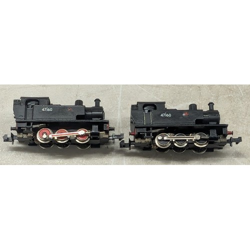 9 - A Pair of Trix N Gauge BR Class 2F 0-6-0T Locomotives, No. 47160