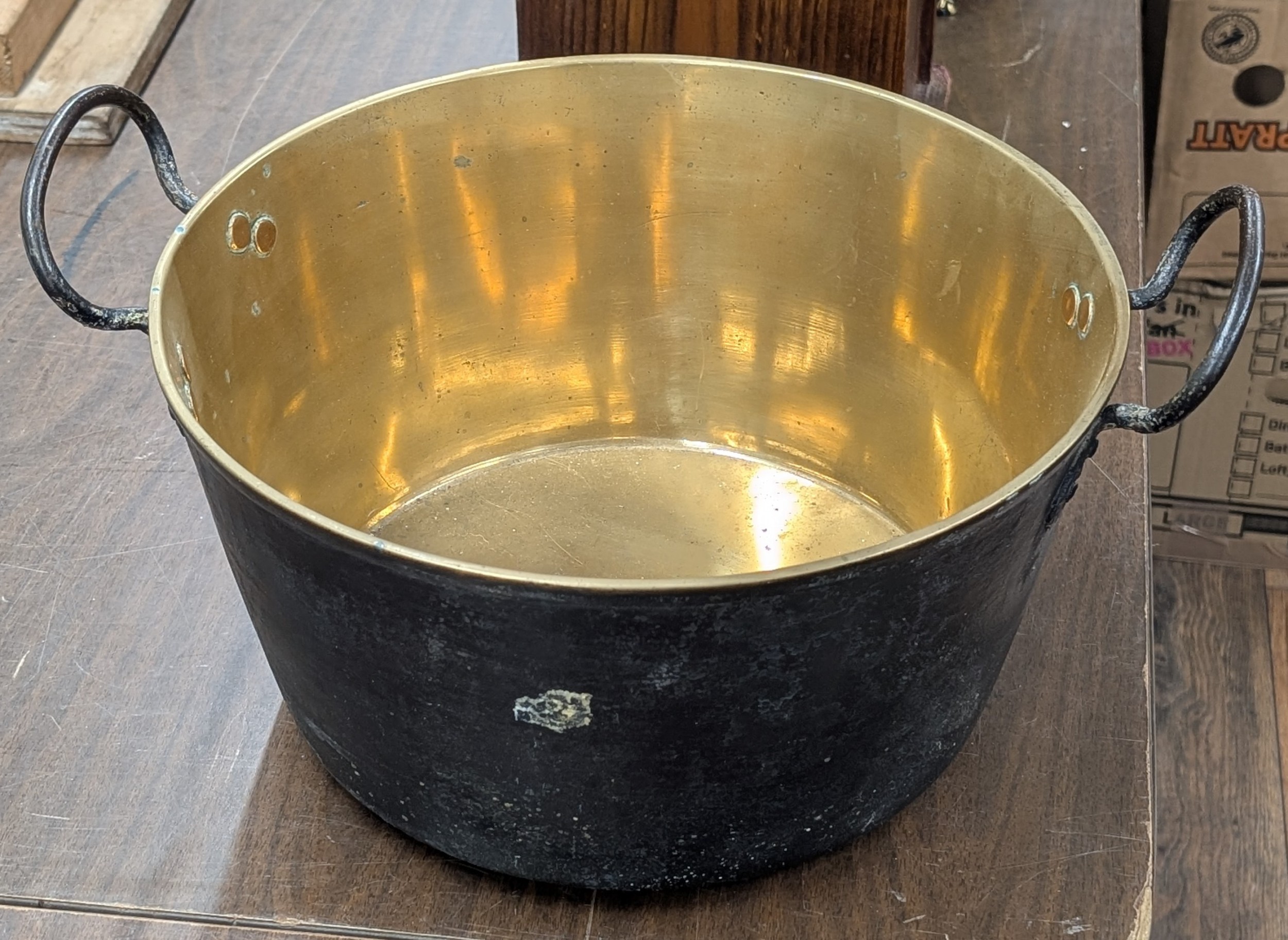 Antique Heavy Brass Jam Pan Measuring 13.5