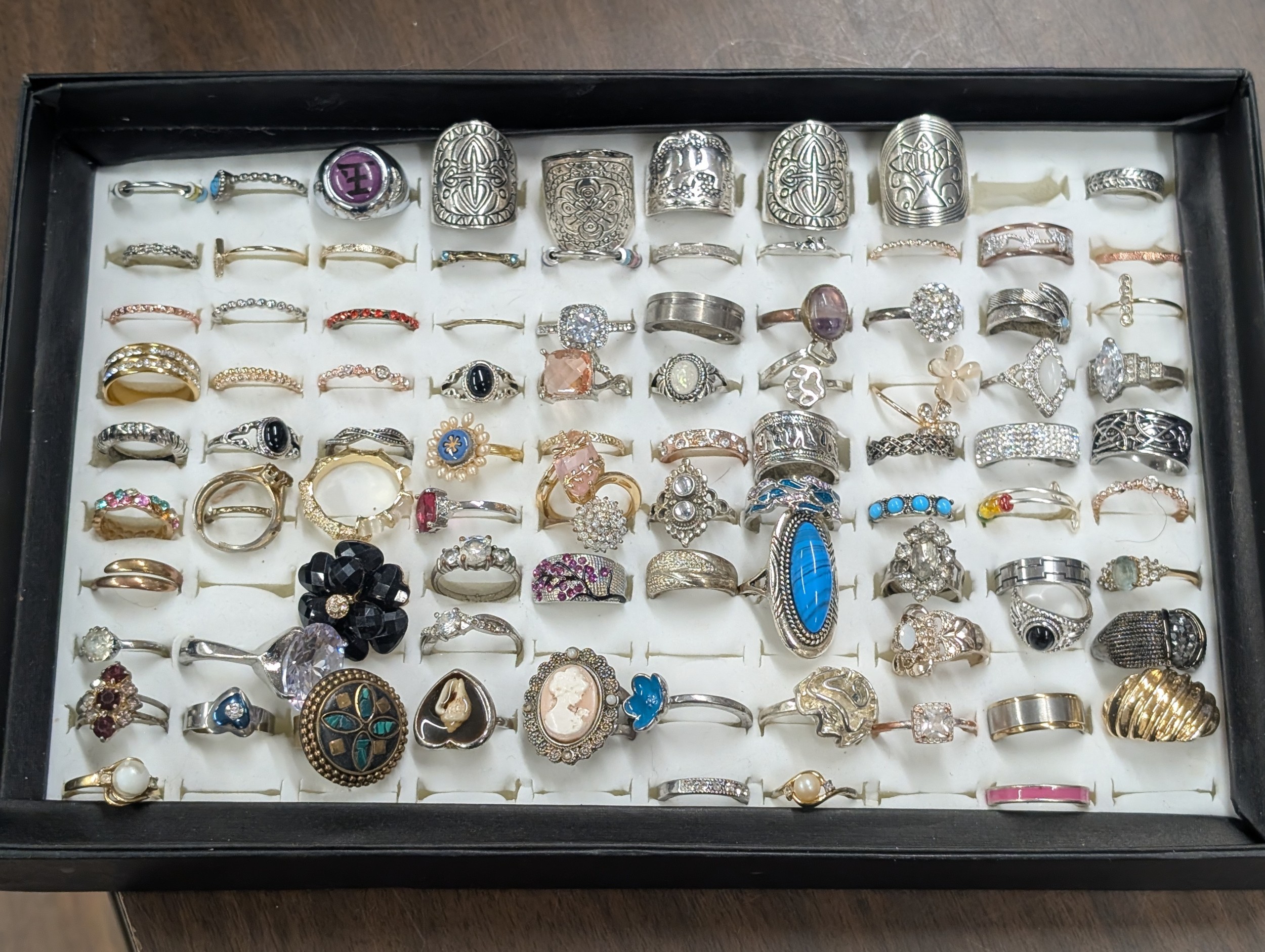 Collection of Costume Jewellery Rings With Display Pad