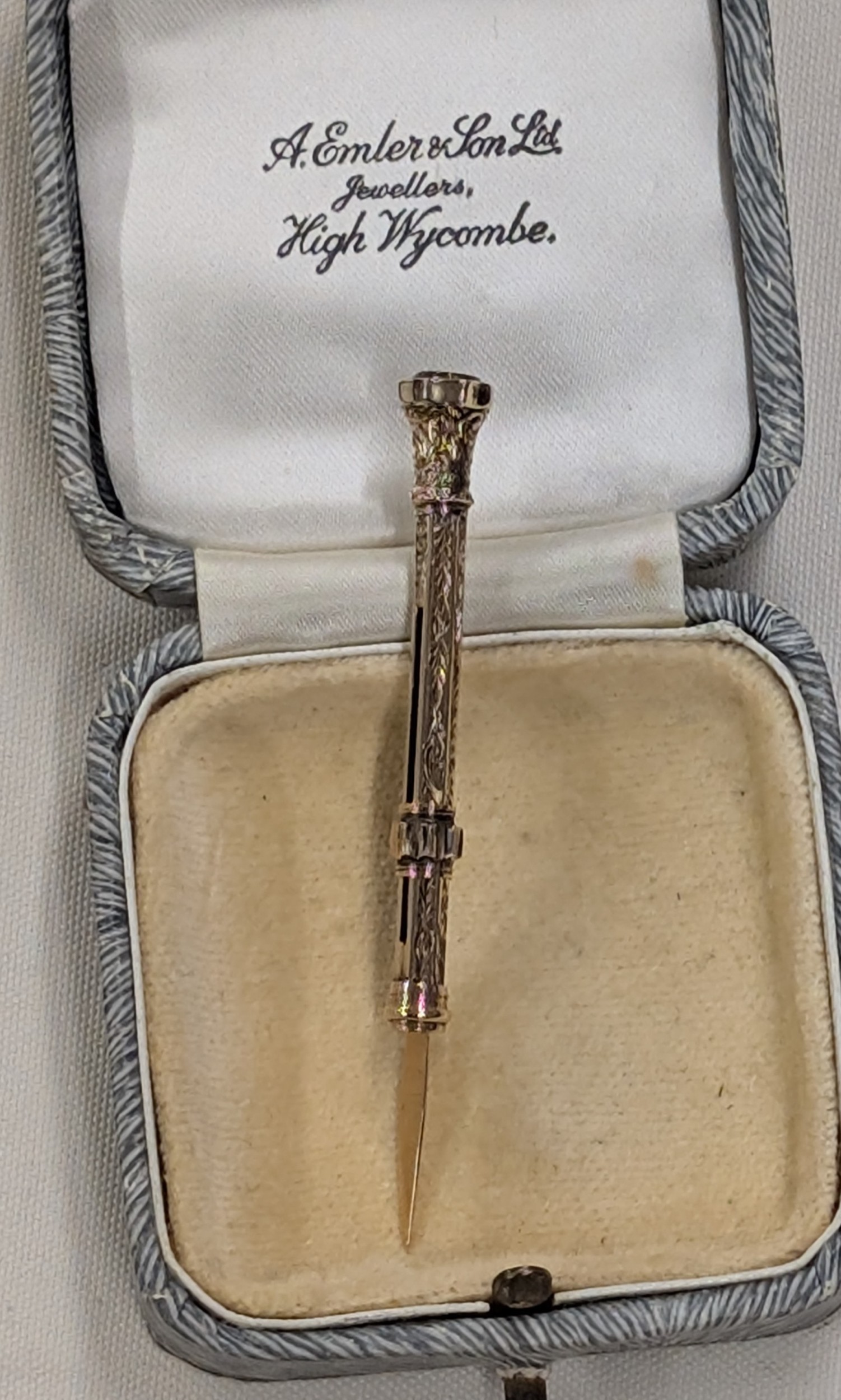 A Victorian 9 Carat Yellow Metal Sliding Toothpick Set with a Citrine ...