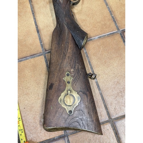 19th-Century Percussion Cap Long Gun with Brass Furniture, Non-Working ...