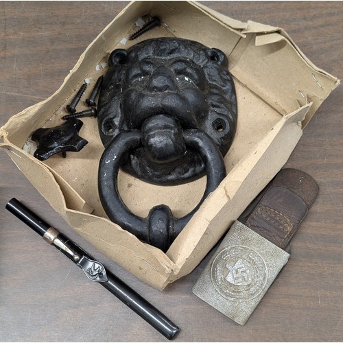 Trio of Miscellaneous Items Including a Third Reich SA Belt Buckle and ...