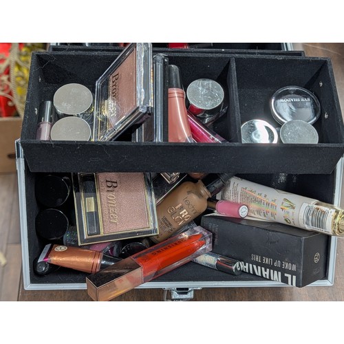 136 - A Professional-Style Makeup Train Case and Mixed Brand Cosmetics
