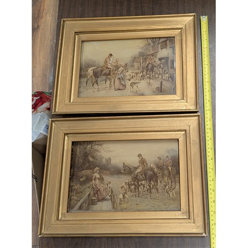 119 - A Pair of Framed Antique Crystoleum Hunting Scene Pictures After J.S. Sanderson Wells, 15 x 11.25 & ... 