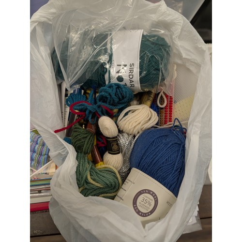 134 - A Collection of Sewing and Textile Craft Supplies Featuring a Hyundai 8-Stitch Sewing Machine, Instr... 