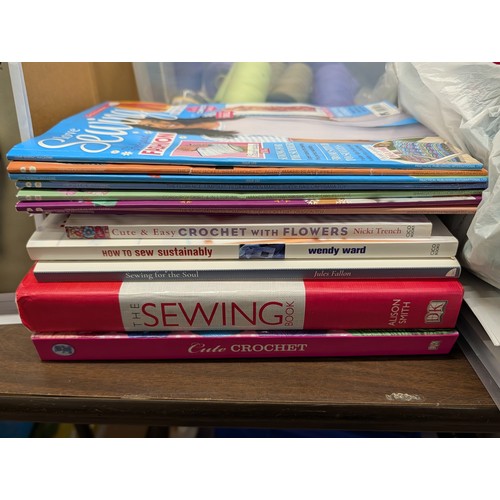 134 - A Collection of Sewing and Textile Craft Supplies Featuring a Hyundai 8-Stitch Sewing Machine, Instr... 