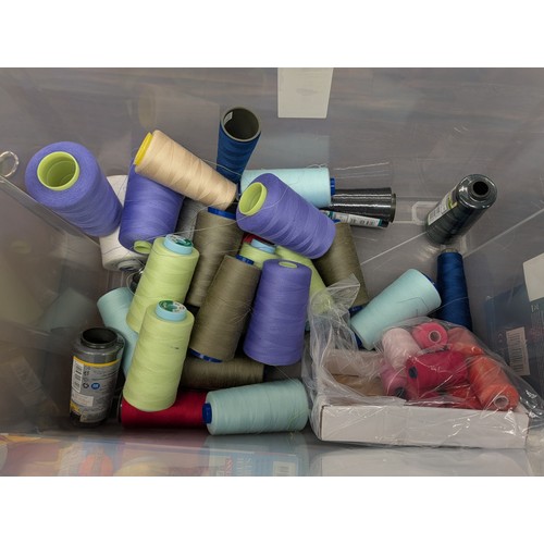 134 - A Collection of Sewing and Textile Craft Supplies Featuring a Hyundai 8-Stitch Sewing Machine, Instr... 