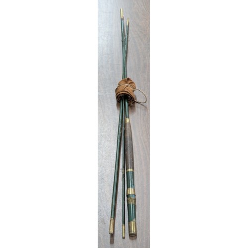 112 - A Vintage 10.5ft. Unbranded Three-Piece Green-Finished Fly Fishing Rod With Bag