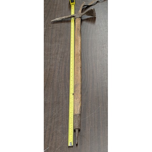 110 - Vintage Forged Steel and Wood Mountaineering Ice Axe