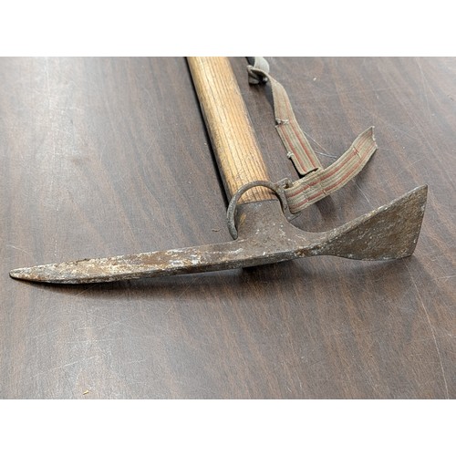 110 - Vintage Forged Steel and Wood Mountaineering Ice Axe