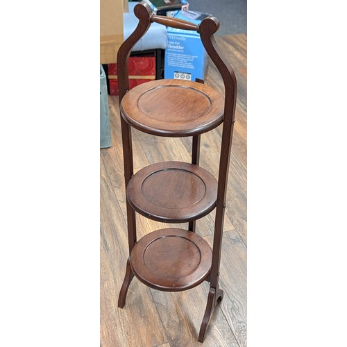78 - Approx. 3ft. Edwardian Style Three-Tier Folding Mahogany Cake Stand